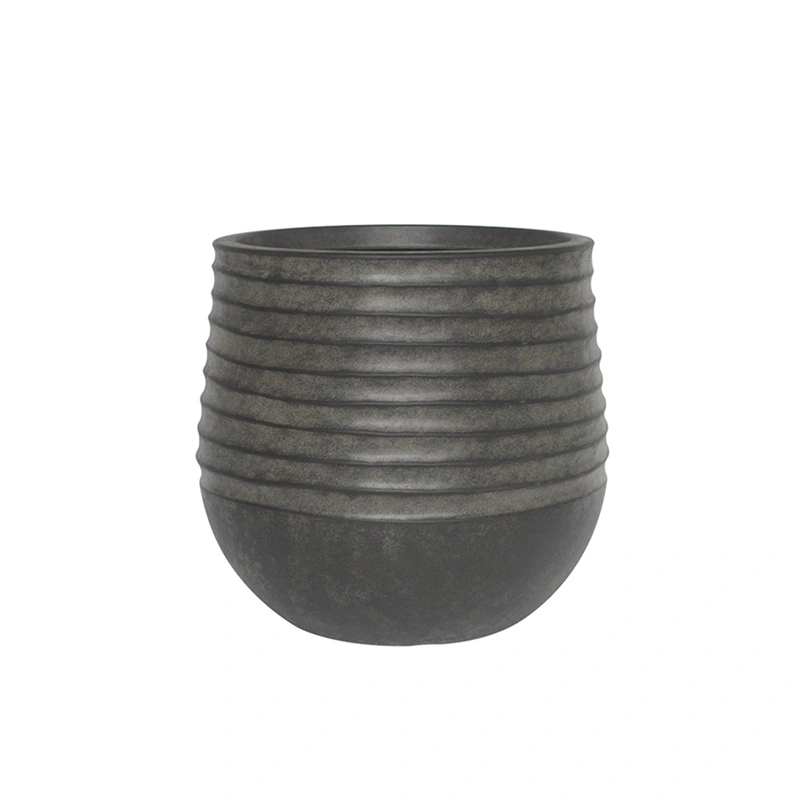 Kunststof Bloempot Rib Rond Vintage Black - Ø30x27 cm