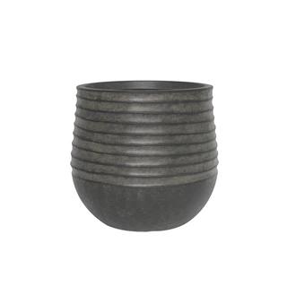 Kunststof Bloempot Rib Rond Vintage Black - Ø30x27 cm