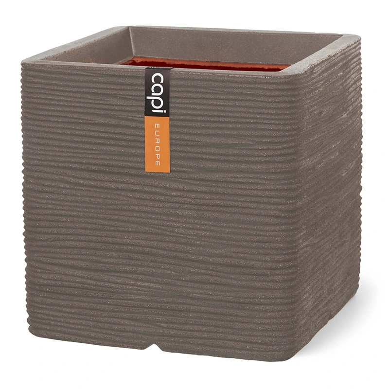Capi Bloempot Vierkant Rib 30x30 cm - Taupe
