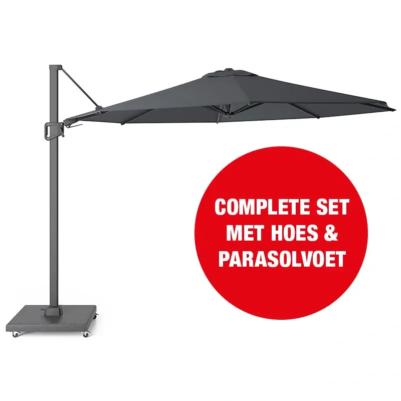 Halifax Zweefparasol Set Ø350 cm - Antraciet - afbeelding 1