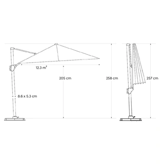 Platinum Challenger T¹ Premium Telescoop Zweefparasol 3,5x3,5 - Manhattan - afbeelding 9