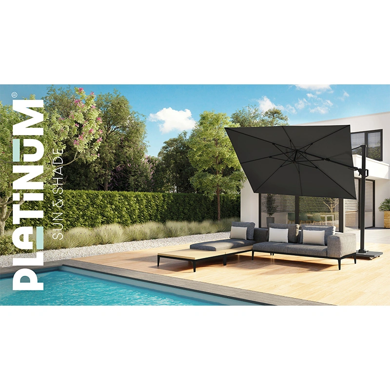Platinum Challenger T² Premium Zweefparasol 3,5x2,6 - Jet Black - afbeelding 4