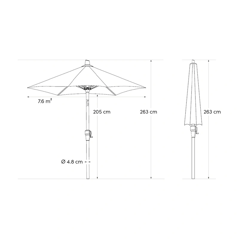 Platinum Riva Parasol  2,75x2,75 - Antraciet - afbeelding 8