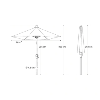 Platinum Riva Parasol  2,75x2,75 - Antraciet - afbeelding 8