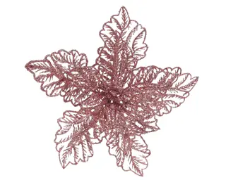 Kerstclip Kerstster Glitter - Poederroze