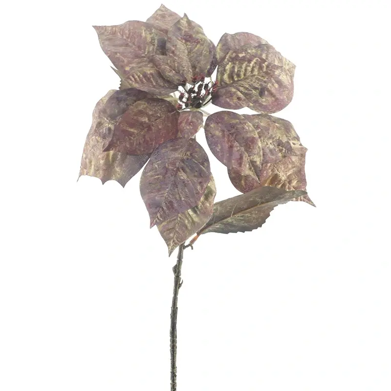 Kunstbloem Poinsettia Aubergine - 74 cm