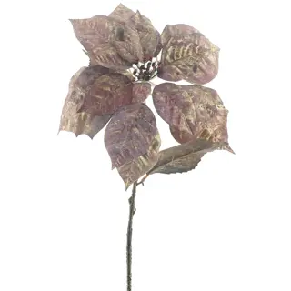 Kunstbloem Poinsettia Aubergine - 74 cm