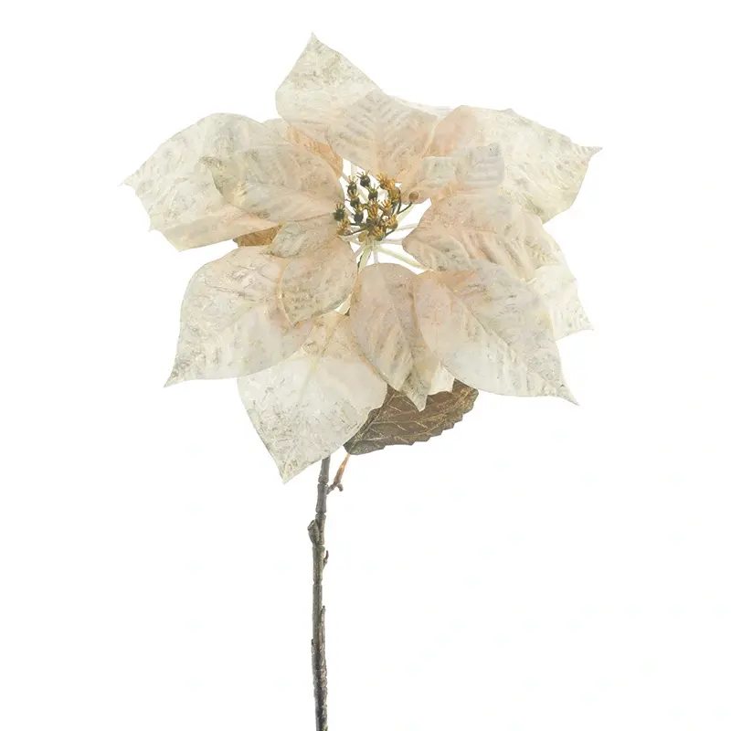 Kunstbloem Poinsettia Cream - 74 cm