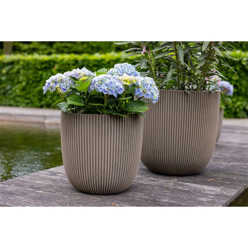 Capi Bloempot Bol Groove Ø35x34 cm - Warm Taupe - afbeelding 2