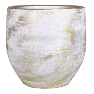 Floran Pot Madeira Wit/Goud - Ø17x16 cm - afbeelding 1