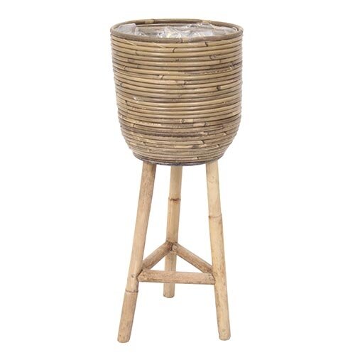 Pot Streep Wooden Legs Grey - 25x74 cm