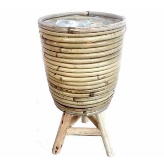 Pot Streep Wooden Legs Grey - 25x40 cm