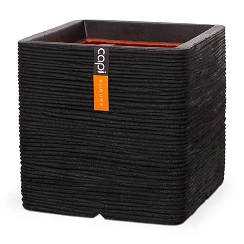 Capi Pot Vierkant Rib NL 40x40x40 cm - Zwart