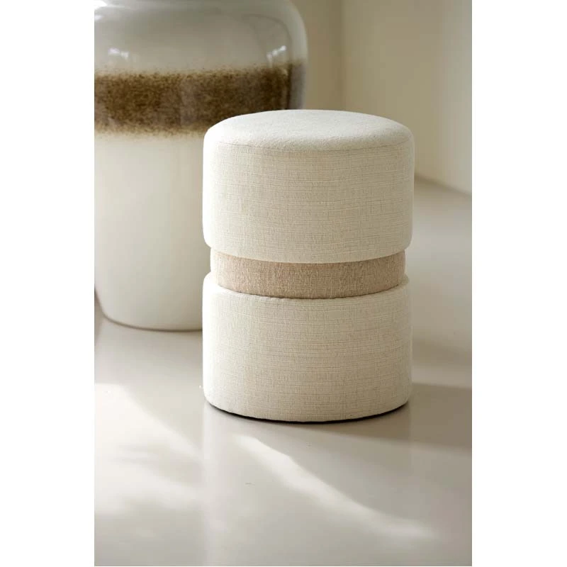 Light & Living Poef Novira Beige/Crème - Ø35x46 cm - afbeelding 2
