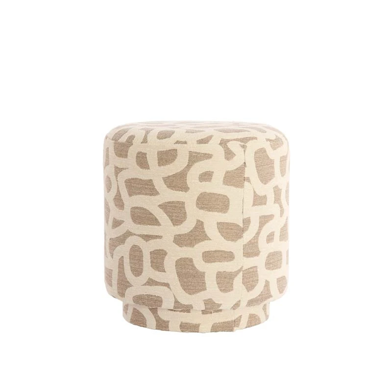 Light & Living Poef Davonte Taupe/Beige - Ø40x44 cm - afbeelding 1