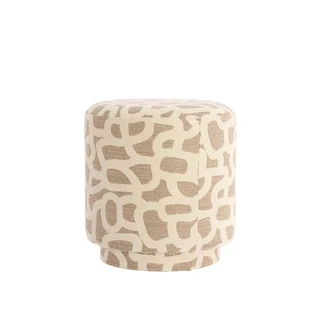 Light & Living Poef Davonte Taupe/Beige - Ø40x44 cm - afbeelding 1