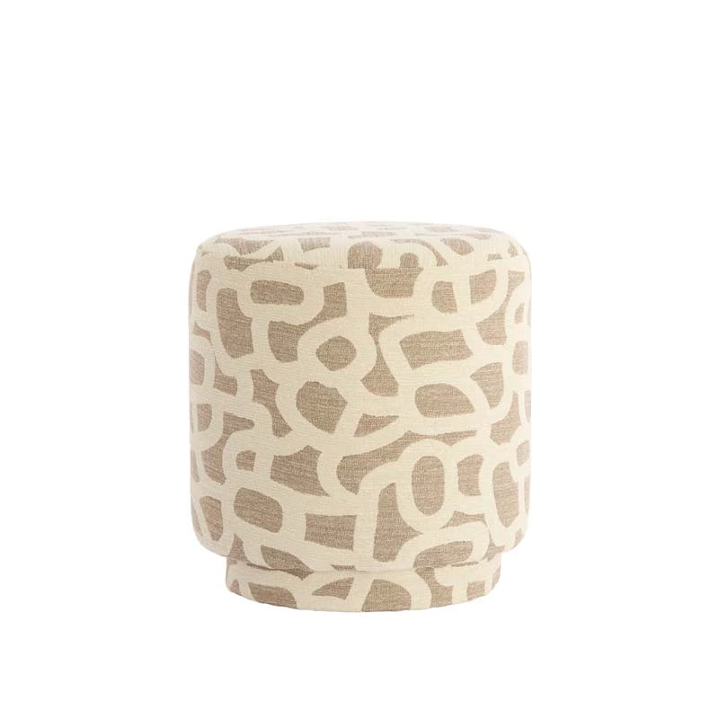 Light & Living Poef Davonte Taupe/Beige - Ø40x44 cm - afbeelding 2