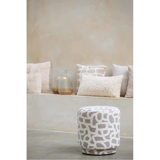 Light & Living Poef Davonte Taupe/Beige - Ø40x44 cm - afbeelding 5