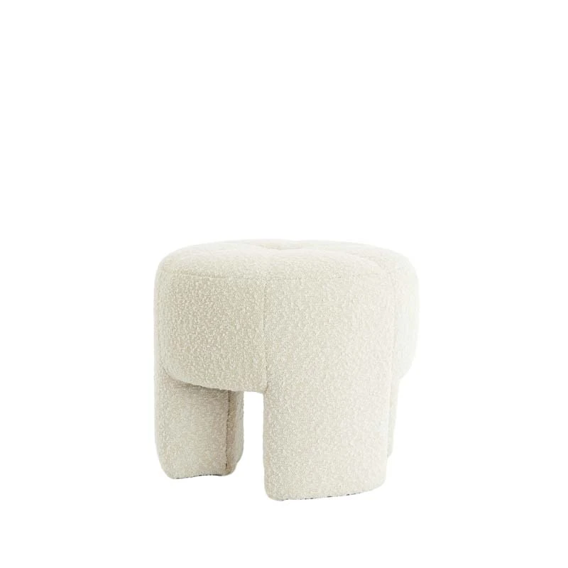 Light & Living Poef Batoemi Bouclé Crème - Ø51x45 cm - afbeelding 1