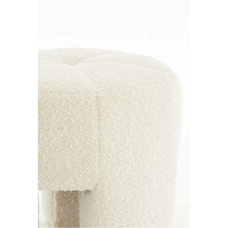 Light & Living Poef Batoemi Bouclé Crème - Ø51x45 cm - afbeelding 2