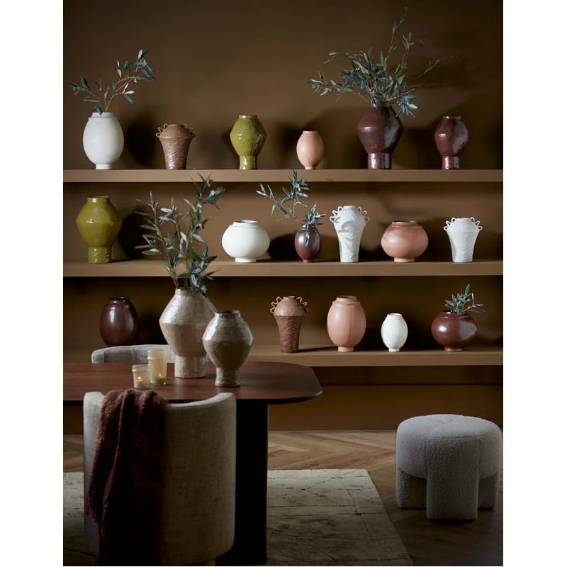 Light & Living Poef Batoemi Bouclé Crème - Ø51x45 cm - afbeelding 5