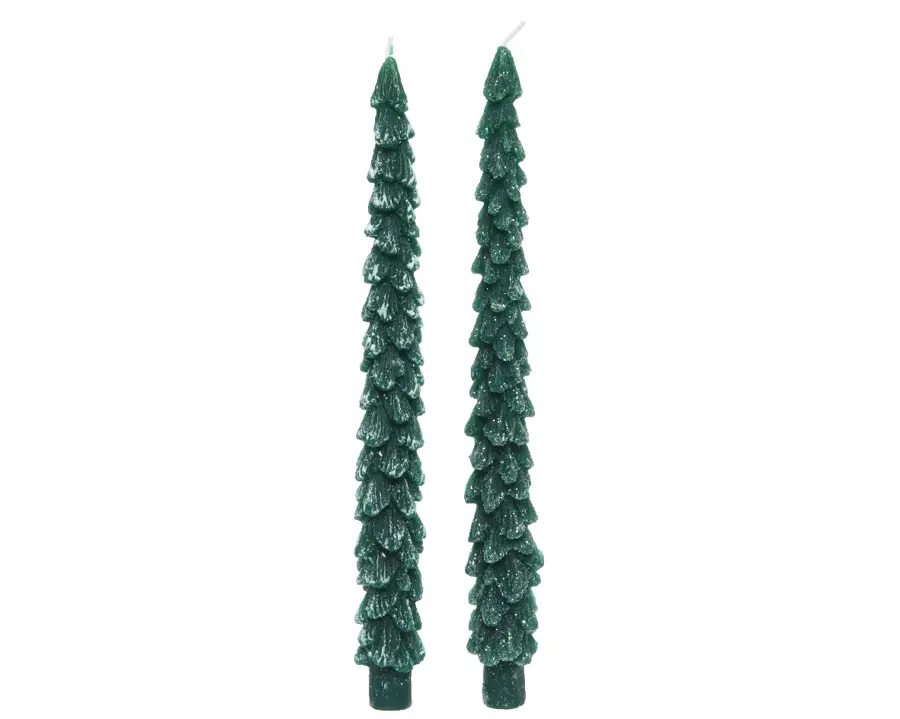 Dinerkaarsen Wax Kerstboom Groen - 2 st.