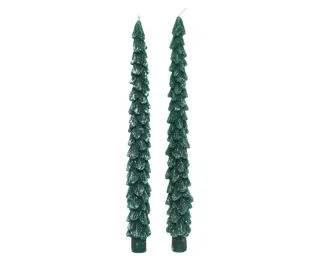 Dinerkaarsen Wax Kerstboom Groen - 2 st.