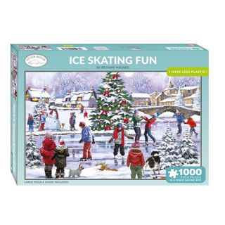 Puzzel Xmas Otter Ice Skating Fun - 1000 st.