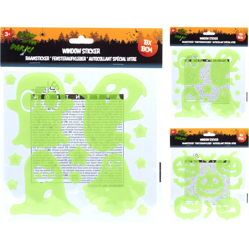 Raamsticker glow in the dark assorti