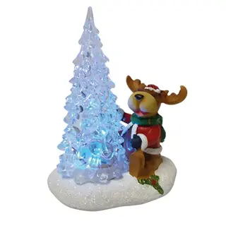 Kerstdorp Rendier bij Boom - 14 cm
