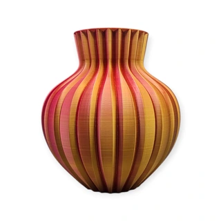 3D Ribbelvaas Ø21x23 cm - Goud/Paars/Roze - afbeelding 2