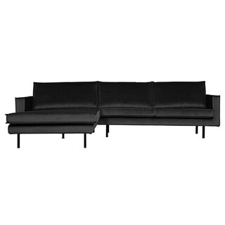 BePureHome Rodeo Chaise Longue Links Velvet Antraciet - afbeelding 1