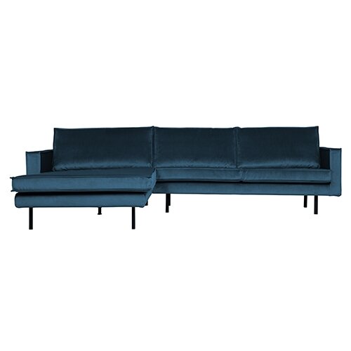 BePureHome Rodeo Chaise Longue Links Velvet Blue - afbeelding 1