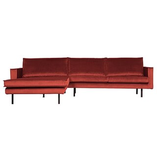 BePureHome Rodeo Chaise Longue Links Velvet Chestnut - afbeelding 1