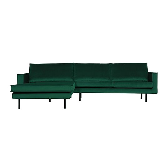 BePureHome Rodeo Chaise Longue Links Velvet Green Forest - afbeelding 1