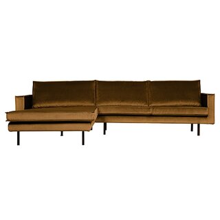 BePureHome Rodeo Chaise Longue Links Velvet Honing Geel - afbeelding 1