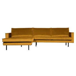 BePureHome Rodeo Chaise Longue Links Velvet Oker - afbeelding 1