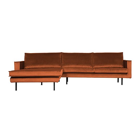 BePureHome Rodeo Chaise Longue Links Velvet Roest - afbeelding 1