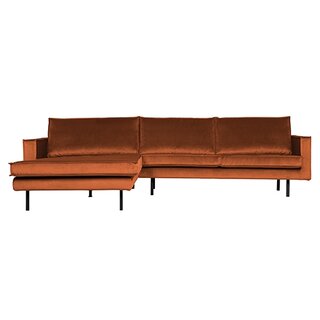 BePureHome Rodeo Chaise Longue Links Velvet Roest - afbeelding 1