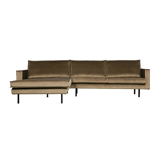 BePureHome Rodeo Chaise Longue Links Velvet Taupe - afbeelding 1