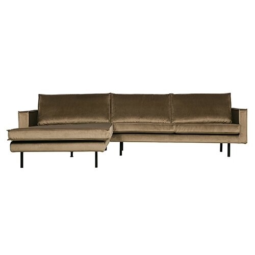 BePureHome Rodeo Chaise Longue Links Velvet Taupe - afbeelding 1