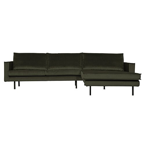 BePureHome Rodeo Chaise Longue Rechts Velvet Dark Green Hunter - afbeelding 1