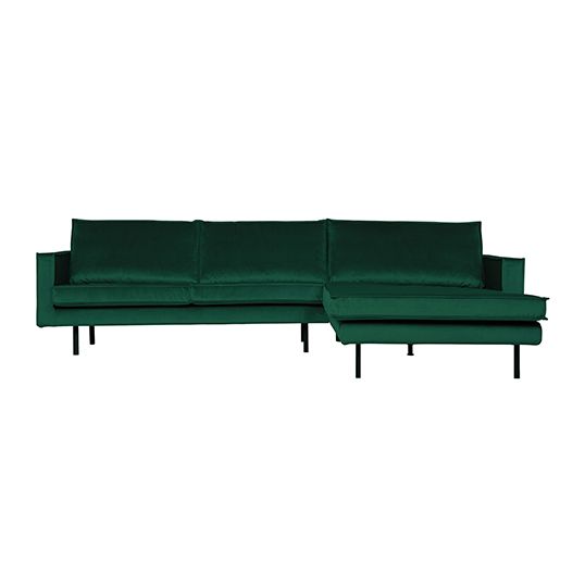 BePureHome Rodeo Chaise Longue Rechts Velvet Green Forest - afbeelding 1