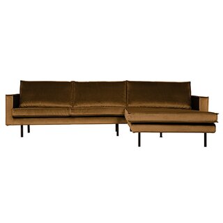 BePureHome Rodeo Chaise Longue Rechts Velvet Honing Geel - afbeelding 1