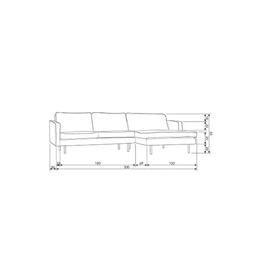 BePureHome Rodeo Chaise Longue Rechts Velvet Pistache - afbeelding 5