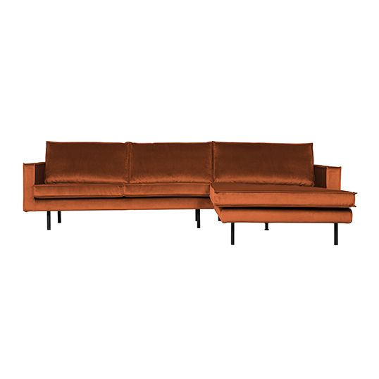 BePureHome Rodeo Chaise Longue Rechts Velvet Roest - afbeelding 1