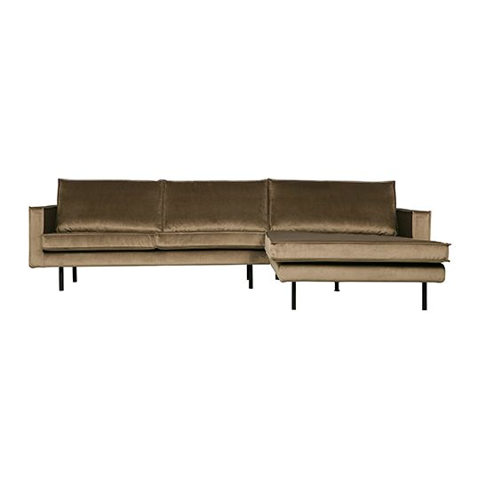 BePureHome Rodeo Chaise Longue Rechts Velvet Taupe - afbeelding 1