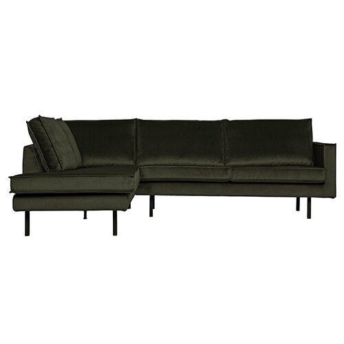 BePureHome Rodeo Hoekbank Links Velvet Dark Green Hunter - afbeelding 1