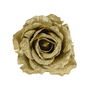 Roos op Clip Goud - 12 cm