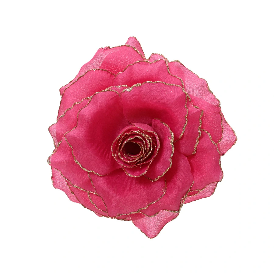 Kerstclip Roos Glitter - Roze - afbeelding 1